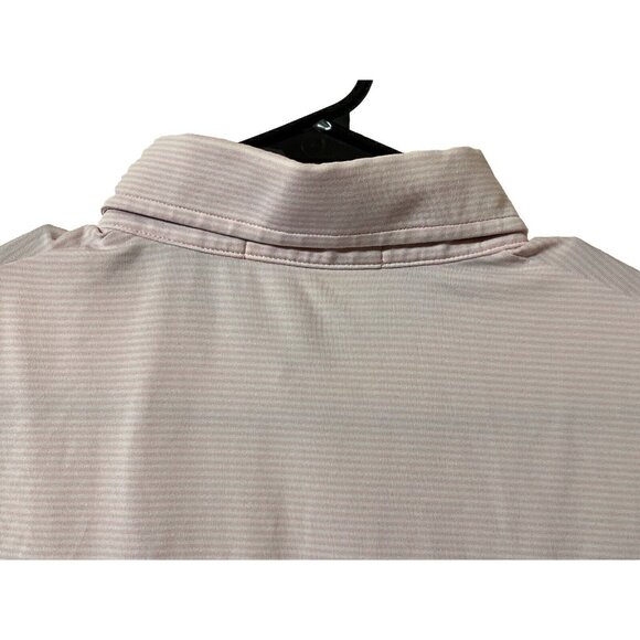 Greyson Men's Medium Short Sleeve 1/4 Button Pink White Golf Polo Shirt 🏌️ - Picture 6 of 10